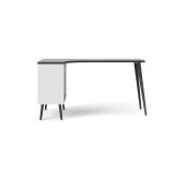 Scrivania Clarisse, Scrittoio multiuso, Tavolo per ufficio porta PC, Piano di lavoro, 145x81 h76 cm, Bianco e Nero