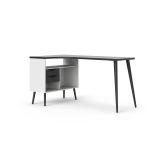 Scrivania Clarisse, Scrittoio multiuso, Tavolo per ufficio porta PC, Piano di lavoro, 145x81 h76 cm, Bianco e Nero