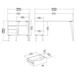 Scrivania Clarisse, Scrittoio multiuso, Tavolo per ufficio porta PC, Piano di lavoro, 145x81 h76 cm, Bianco e Quercia