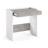 Scrivania Clematide, Scrittoio moderno con cassetto, Tavolo da studio o ufficio porta PC portalibri, 100% Made in Italy, 80x40h79 cm, Bianco e Cemento