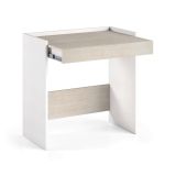 Scrivania Clematide, Scrittoio moderno con cassetto, Tavolo da studio o ufficio porta PC portalibri, 100% Made in Italy, 80x40h79 cm, Bianco e Rovere