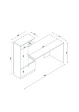 Scrivania Clytia, Scrittoio multiuso, Tavolo per ufficio porta PC, Piano di lavoro, 150x62 h120 cm, Bianco e Noce