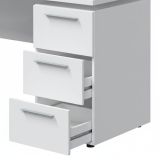 Scrivania Dallas, Scrittoio da ufficio moderno, Tavolo da studio con cassettiera a 2 cassetti e 1 anta, 138x60h74 cm, Bianco