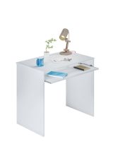 Scrivania Dayton, Scrittoio per ufficio con ripiano, Tavolo da studio porta PC da ufficio o cameretta, Tavolo da studio, 90x54h79 cm, Bianco