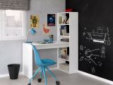Scrivania Denton, Scrittoio multifunzione reversibile con libreria a 5 ripiani, Tavolo da studio o ufficio porta PC portalibri, 120x53h144 cm, Bianco