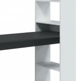 Scrivania Denton, Scrittoio multifunzione reversibile con libreria a 5 ripiani, Tavolo da studio o ufficio porta PC portalibri, 120x53h144 cm, Bianco e Antracite