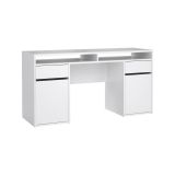 Scrivania Dina, Scrittoio multiuso, Tavolo per ufficio porta PC, Piano di lavoro, 48x149 h77 cm, Bianco
