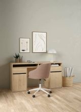 Scrivania Dina, Scrittoio multiuso, Tavolo per ufficio porta PC, Piano di lavoro, 48x149 h77 cm, Rovere