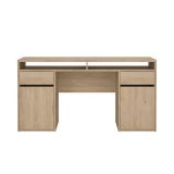 Scrivania Dina, Scrittoio multiuso, Tavolo per ufficio porta PC, Piano di lavoro, 48x149 h77 cm, Rovere