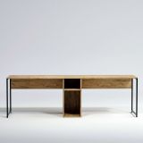 Scrivania doppia quercia 240x60cm struttura in metallo - Asarat