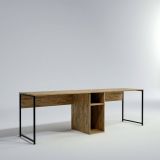 Scrivania doppia quercia 240x60cm struttura in metallo - Asarat