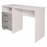 Scrivania Egeo, Scrittoio multiuso, Tavolo per ufficio porta PC, Piano di lavoro, 120x48h75 cm, Bianco e Cemento