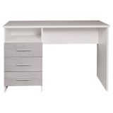 Scrivania Egeo, Scrittoio multiuso, Tavolo per ufficio porta PC, Piano di lavoro, 120x48h75 cm, Bianco e Cemento