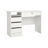 Scrivania Eliane, Scrittoio multiuso, Tavolo per ufficio porta PC, Piano di lavoro, 109x49 h76 cm, Bianco