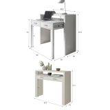 Scrivania estensibile bianca 98x36cm con 2 cassetti - Andriy