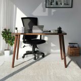 Scrivania Euphro, Scrittoio angolare, Tavolo ufficio multiuso, Scrivania salvaspazio multi posizione, 110x60h73 cm, Noce