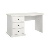Scrivania Françoise, Scrittoio multiuso, Tavolo per ufficio porta PC, Piano di lavoro, 130x62 h74 cm, Bianco