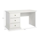 Scrivania Françoise, Scrittoio multiuso, Tavolo per ufficio porta PC, Piano di lavoro, 130x62 h74 cm, Bianco