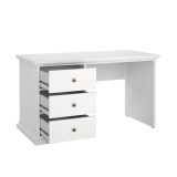 Scrivania Françoise, Scrittoio multiuso, Tavolo per ufficio porta PC, Piano di lavoro, 130x62 h74 cm, Bianco