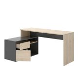 Scrivania Gardena, Scrittoio multiposizione da ufficio o cameretta, Tavolo da studio angolare multiuso, 139x92h75 cm, Rovere e Antracite