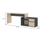 Scrivania Gardena, Scrittoio multiposizione da ufficio o cameretta, Tavolo da studio angolare multiuso, 139x92h75 cm, Rovere e Antracite