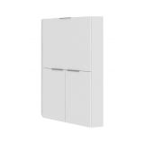 Scrivania Gianmaria, Mobile multiuso con scaffali e piano da lavoro, Tavolo multiuso per ufficio, Scrivania salvaspazio multiposizione, 100% Made in Italy, cm 70x57h140, Bianco lucido
