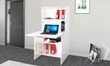 Scrivania Gianpiero, Mobile multiuso con scaffali e piano da lavoro, Tavolo multiuso per ufficio, Scrivania salvaspazio multiposizione, 100% Made in Italy, cm 70x35h140, Bianco lucido