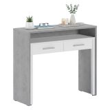 Scrivania Grigio Bianco Modulabile 2 Cassetti 98.6x36.6x86.9h cm, un Vano - Opaglio
