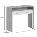 Scrivania Grigio Bianco Modulabile 2 Cassetti 98.6x36.6x86.9h cm, un Vano - Opaglio