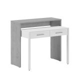 Scrivania Grigio Bianco Modulabile 2 Cassetti 98.6x36.6x86.9h cm, un Vano - Opaglio
