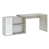 Scrivania Grigio Cemento Bianco Angolare un Cassetto 120x92x74h cm, 2 Ripiani - Linaza