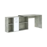 Scrivania Grigio Cemento Bianco Modulabile Angolare 122x120x75h cm, un Cassetto - Linare