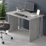 Scrivania Grigio Cemento Modulabile Fori Passacavi 119x78.2x75h cm, Colore Ripiano Grigio - Ullano