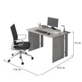 Scrivania Grigio Cemento Modulabile Fori Passacavi 119x78.2x75h cm, Colore Ripiano Grigio - Ullano