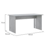 Scrivania Grigio Cemento Modulabile Fori Passacavi 150x78.2x75h cm, Colore Ripiano Grigio - Zibello