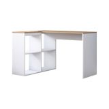 Scrivania Hercules, Scrittoio multiuso, Tavolo per ufficio porta PC, Piano di lavoro, 120x50 h75 cm, Quercia e Bianco