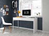 Scrivania Houston, Scrittoio multifunzione reversibile da ufficio, Tavolo da studio porta PC con 2 cassetti, 138x50h75 cm, Bianco