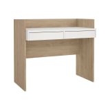 Scrivania Jacqueline, Scrittoio multiuso, Tavolo per ufficio porta PC, Piano di lavoro, 56x102 h89 cm, Rovere e Bianco