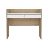 Scrivania Jacqueline, Scrittoio multiuso, Tavolo per ufficio porta PC, Piano di lavoro, 56x102 h89 cm, Rovere e Bianco