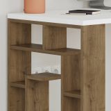 Scrivania Kallisto, Scrittoio multiuso, Tavolo per ufficio porta PC, Piano di lavoro, 140x60 h75 cm, Bianco e Marrone
