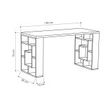 Scrivania Kallisto, Scrittoio multiuso, Tavolo per ufficio porta PC, Piano di lavoro, 140x60 h75 cm, Bianco e Quercia