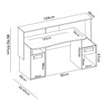 Scrivania lineare antracite 154x69cm con 1 cassetto - Albertino