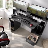 Scrivania lineare antracite 154x69cm in legno - Albertino