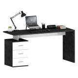 Scrivania lineare ardesia 160x60cm con 3 cassetti - Abisse