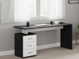Scrivania lineare ardesia 160x60cm con 3 cassetti - Abisse