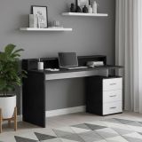 Scrivania lineare ardesia 160x90cm con 3 cassetti - Bardi
