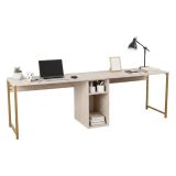Scrivania lineare beige e oro 240x60cm con supporto computer - Violet
