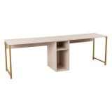 Scrivania lineare beige e oro 240x60cm con supporto computer - Violet