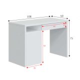 Scrivania lineare bianca 108x50cm con 1 cassetto - Ally