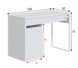 Scrivania lineare bianca 108x50cm con 2 cassetti - Arica